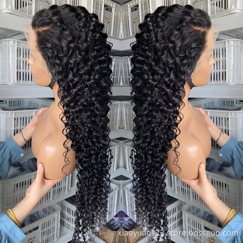Wholesale 100% Virgin Human Hair 26 30 Inch Deep Wave Hd Transparent Lace Frontal Wig 180 Density 13X6 Deep Wave Lace Front Wig